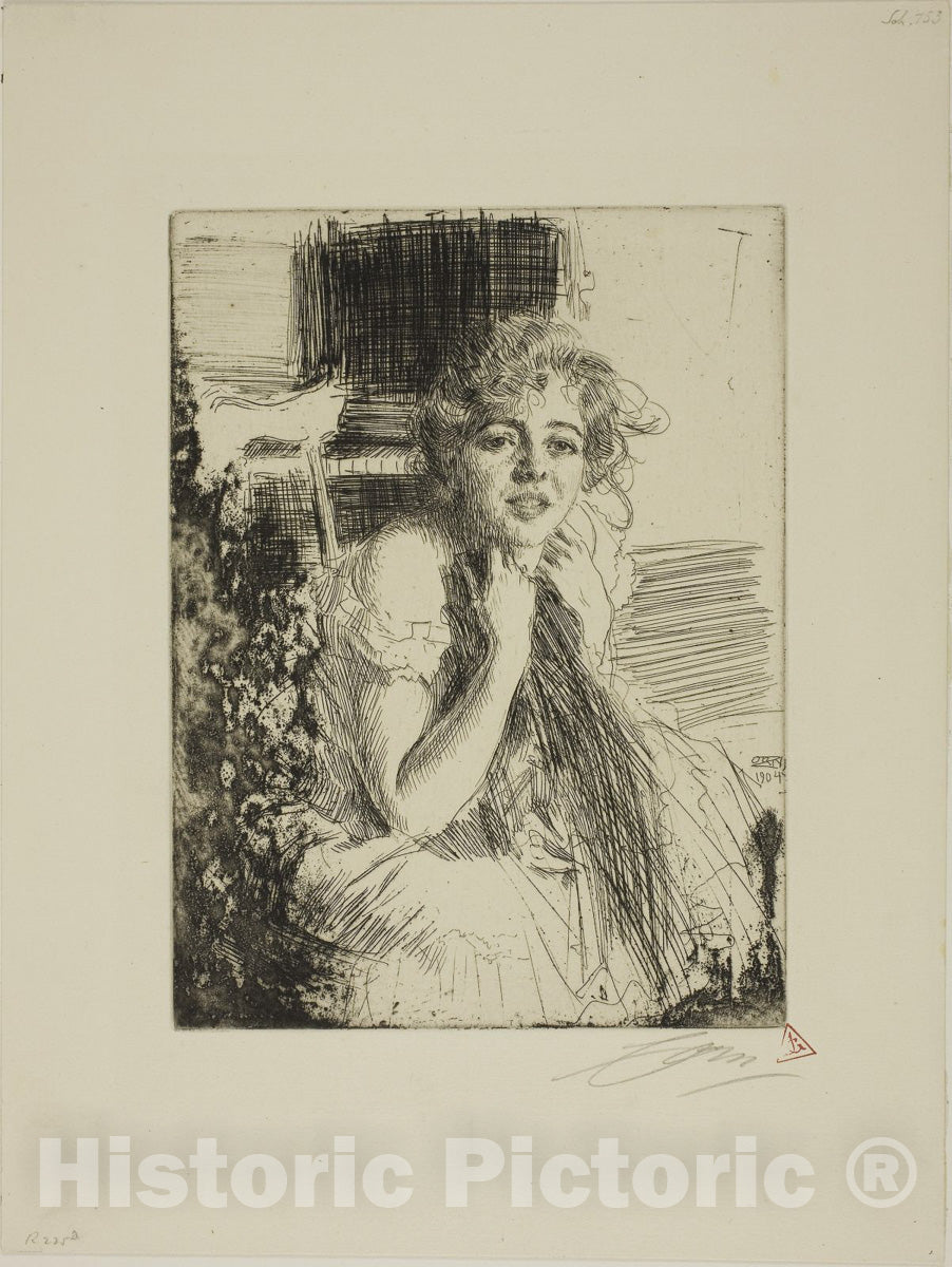 Art Print : Emma Rasmussen, Anders Zorn, c 1905, Vintage Wall Decor :