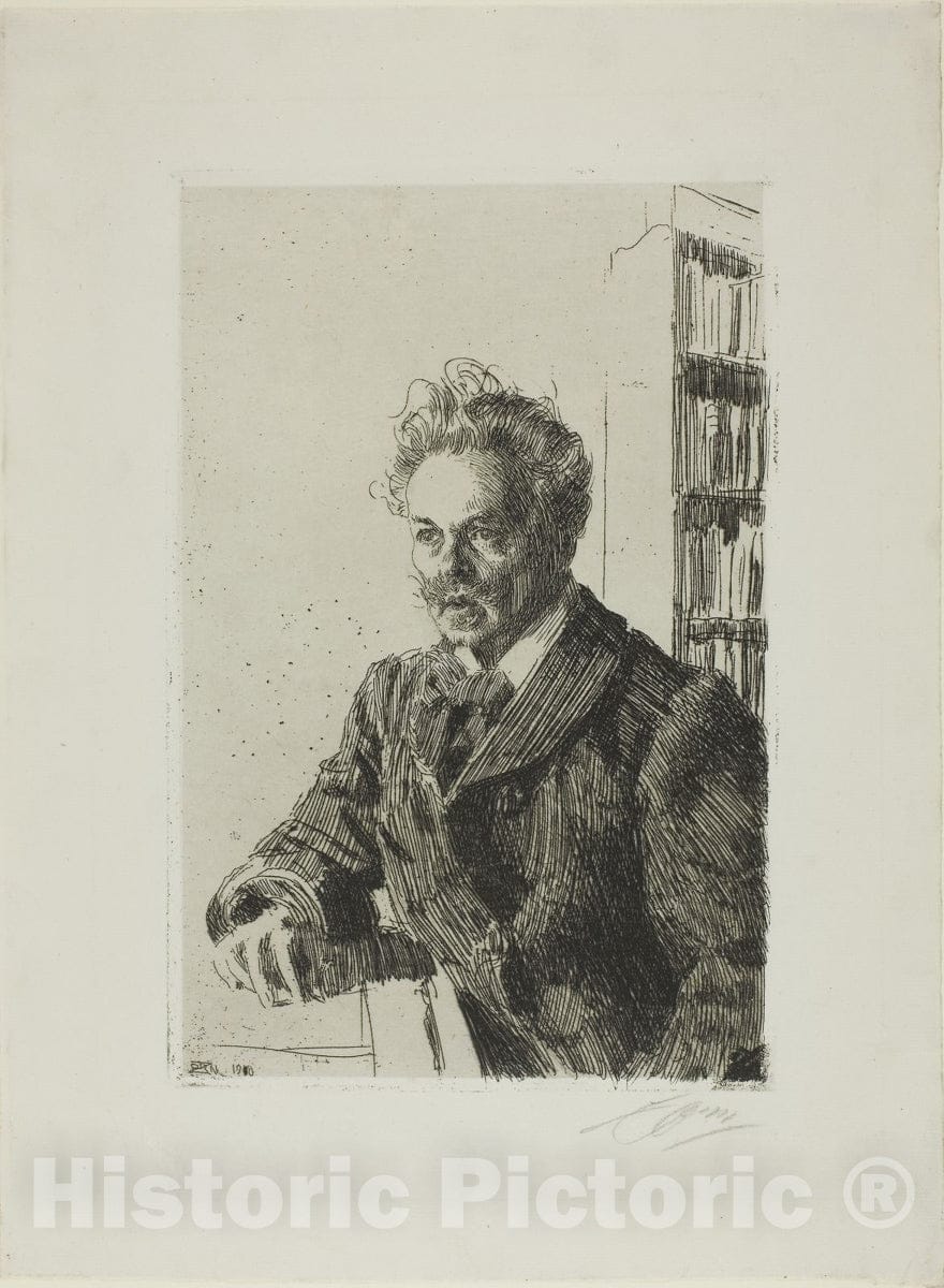 Art Print : August Strindberg, Anders Zorn, c 1912, Vintage Wall Decor :