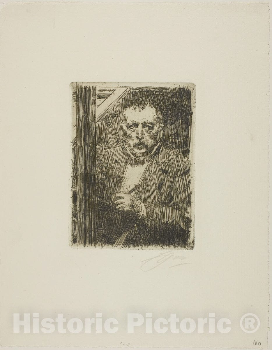 Art Print : Self-Portrait 1911, Anders Zorn, c 1913, Vintage Wall Decor :