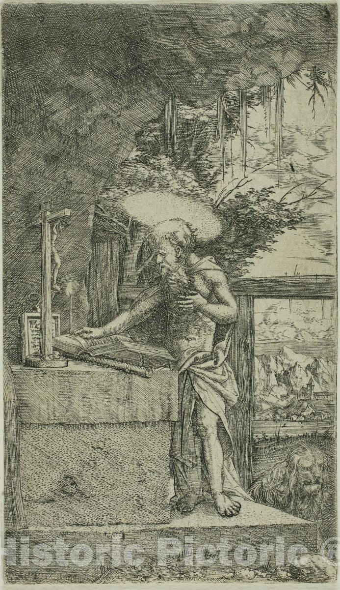 Art Print : Saint Jerome Reading, Albrecht Altdorfer, c.1497, Vintage Wall Decor :