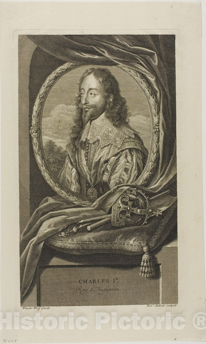Art Print : Charles I, King of England, Benoit Audran, I, c.1801, Vintage Wall Decor :