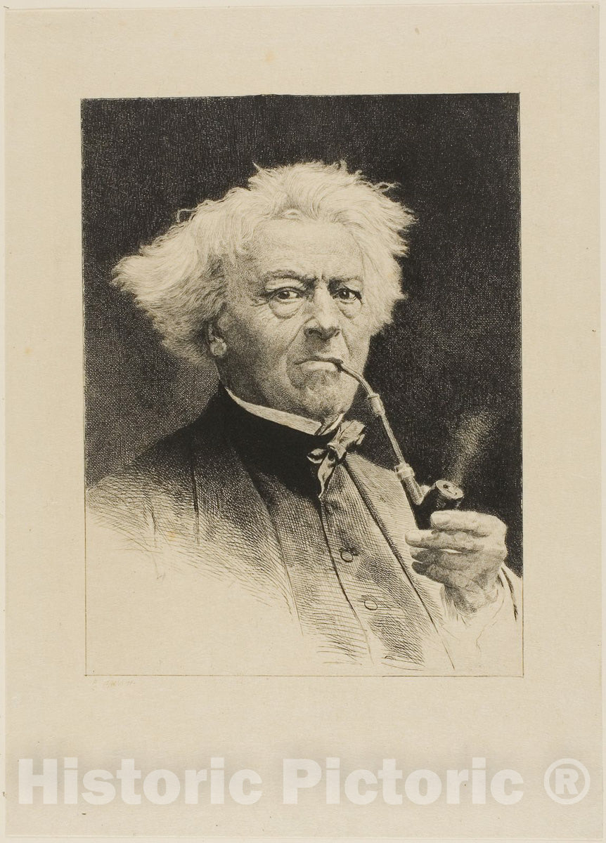 Art Print : Portrait of Corot, Etienne Gabriel Bocourt, c 1909, Vintage Wall Decor :