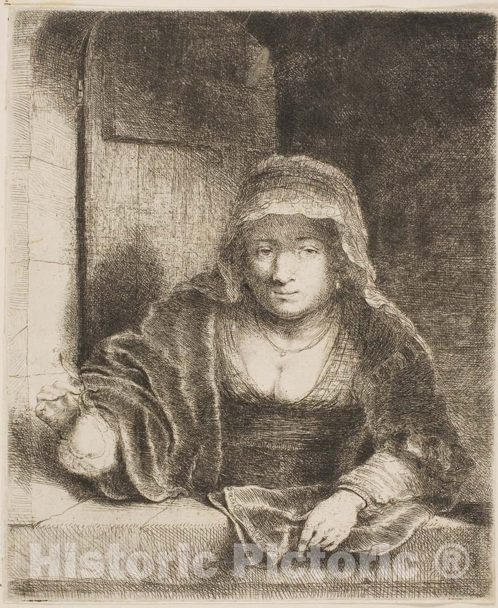 Art Print : Woman with the Pear, Ferdinand Bol, c 1925, Vintage Wall Decor :