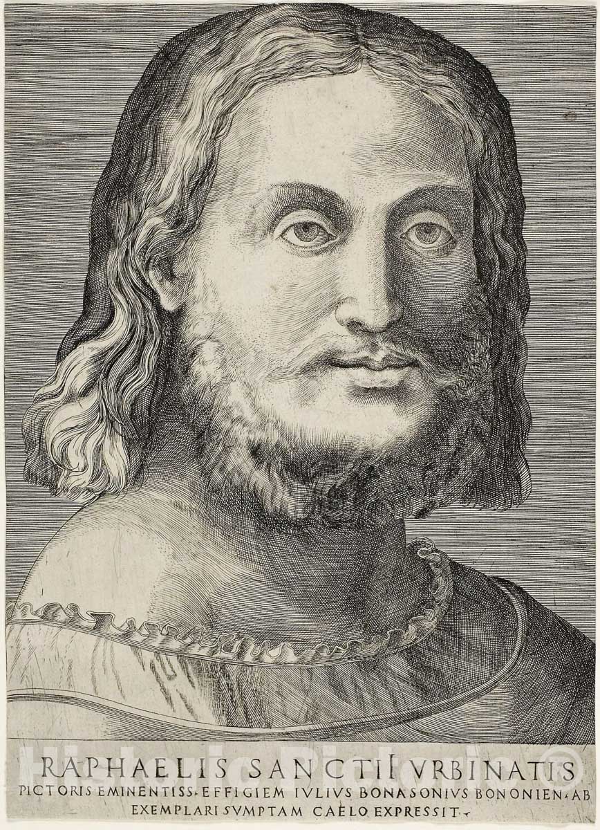 Art Print : Portrait of Raphael, Giulio di Antonio Bonasone, c 1825, Vintage Wall Decor :