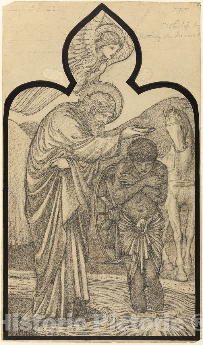 Art Print : Saint Philip Baptising the Eunuch, Sir Edward Burne-Jones, c 1983, Vintage Wall Decor :