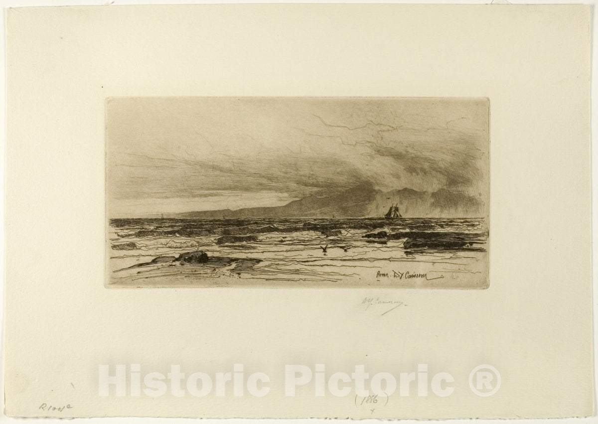 Art Print : Arran, plate fourteen from the Clyde Set, David Young Cameron, c 1893, Vintage Wall Decor :