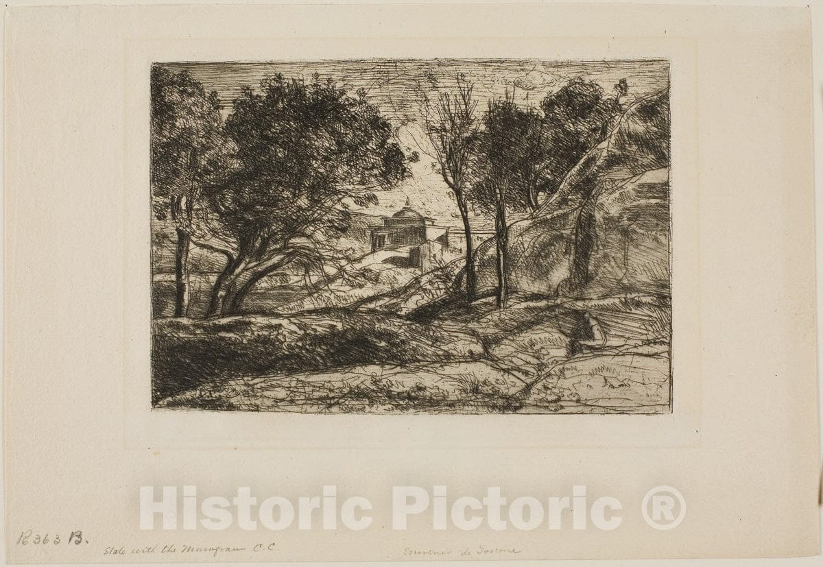 Art Print : Souvenir of Tuscany, Jean Baptiste Camille Corot, c 1861, Vintage Wall Decor :
