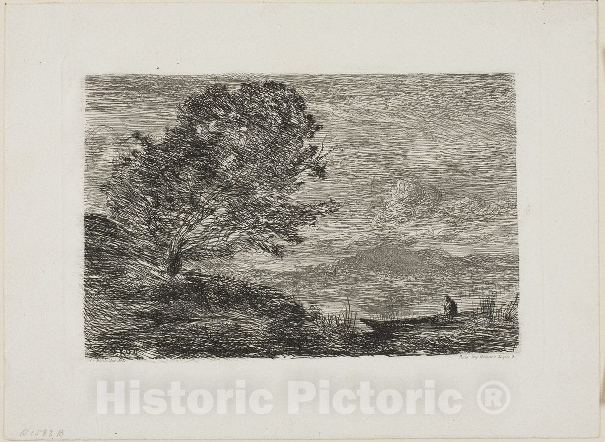 Art Print : Lake in the Tyrol, Jean Baptiste Camille Corot, c 1921, Vintage Wall Decor :