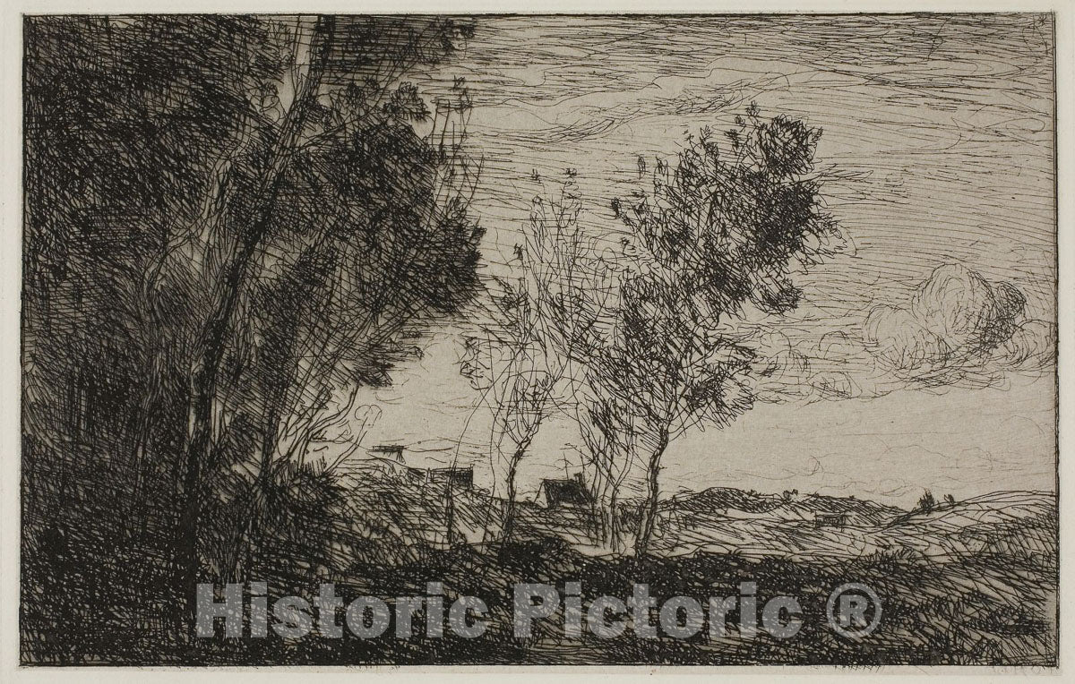 Art Print : In the Dunes: Souvenir of the Woods of the Hague, Jean Baptiste Camille Corot, c.1654, Vintage Wall Decor :
