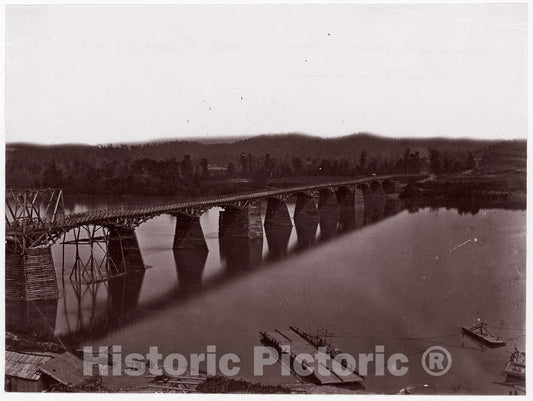 Photo Print : George N. Barnard - Bridge Over Tennessee River at Chattanooga : Vintage Wall Art