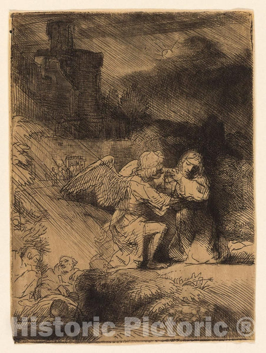 Art Print : The Agony in the Garden, Rembrandt Harmenszoon Van Rijn, c 1900, Vintage Wall Decor :