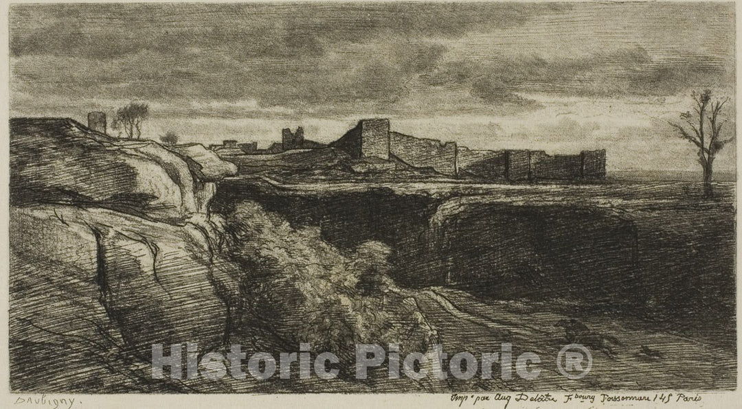 Art Print : Ruins of the ChÃ¢teau of Cremieux (IsÃ¨re), Charles FranÃ§ois Daubigny, c 1880, Vintage Wall Decor :