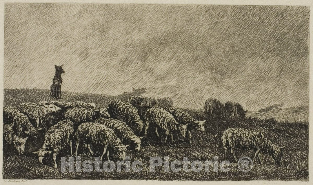 Art Print : The Dogs Watch, Charles FranÃ§ois Daubigny, c 1909, Vintage Wall Decor :
