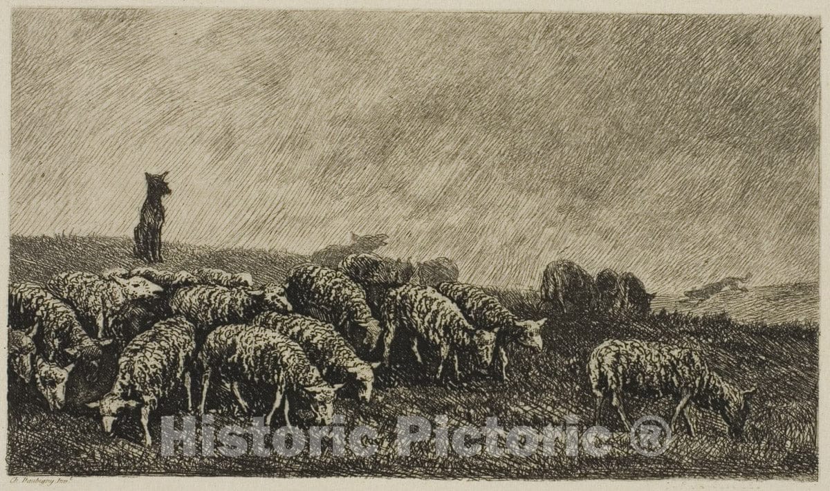 Art Print : The Dogs Watch, Charles FranÃ§ois Daubigny, c 1909, Vintage Wall Decor :