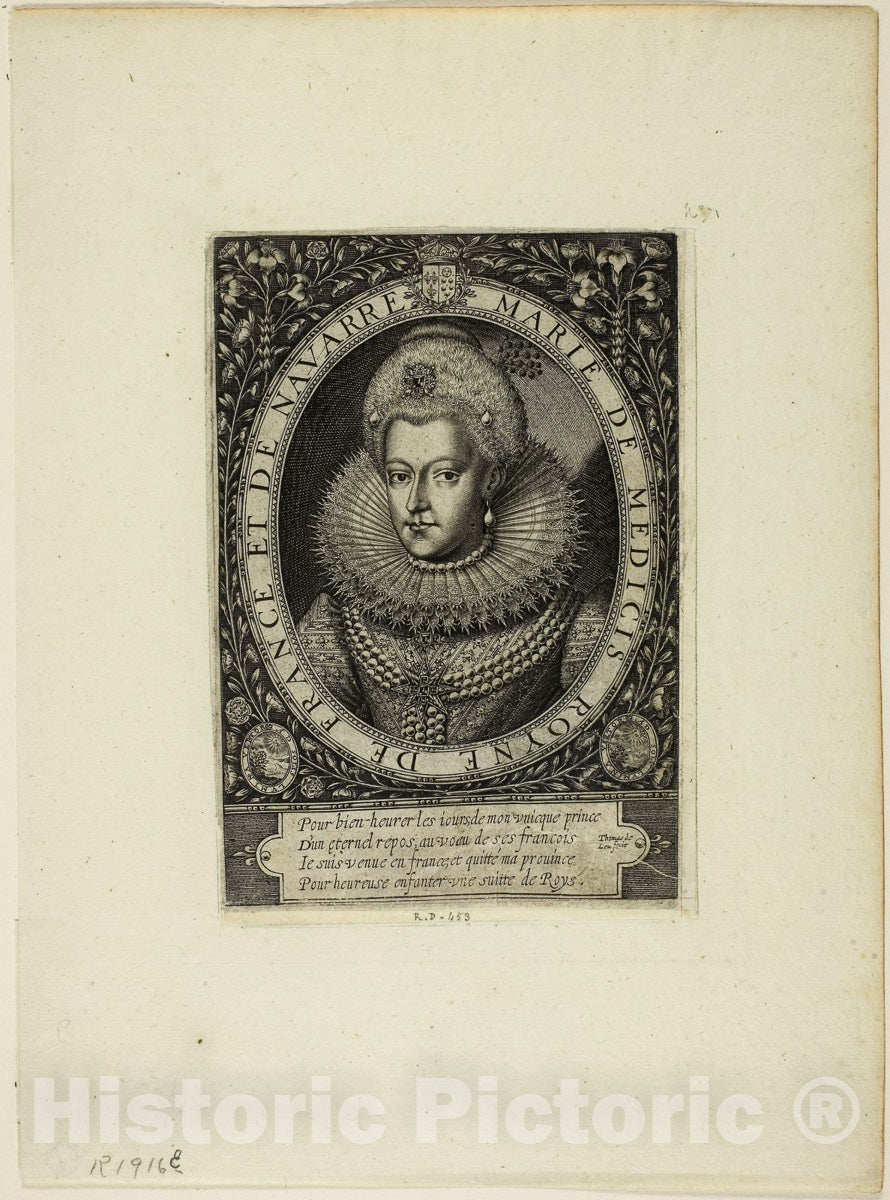 Art Print : Marie de Medicis, Queen of France, Second Wife of Henry IV, Thomas de Leeuw, c 1650, Vintage Wall Decor :