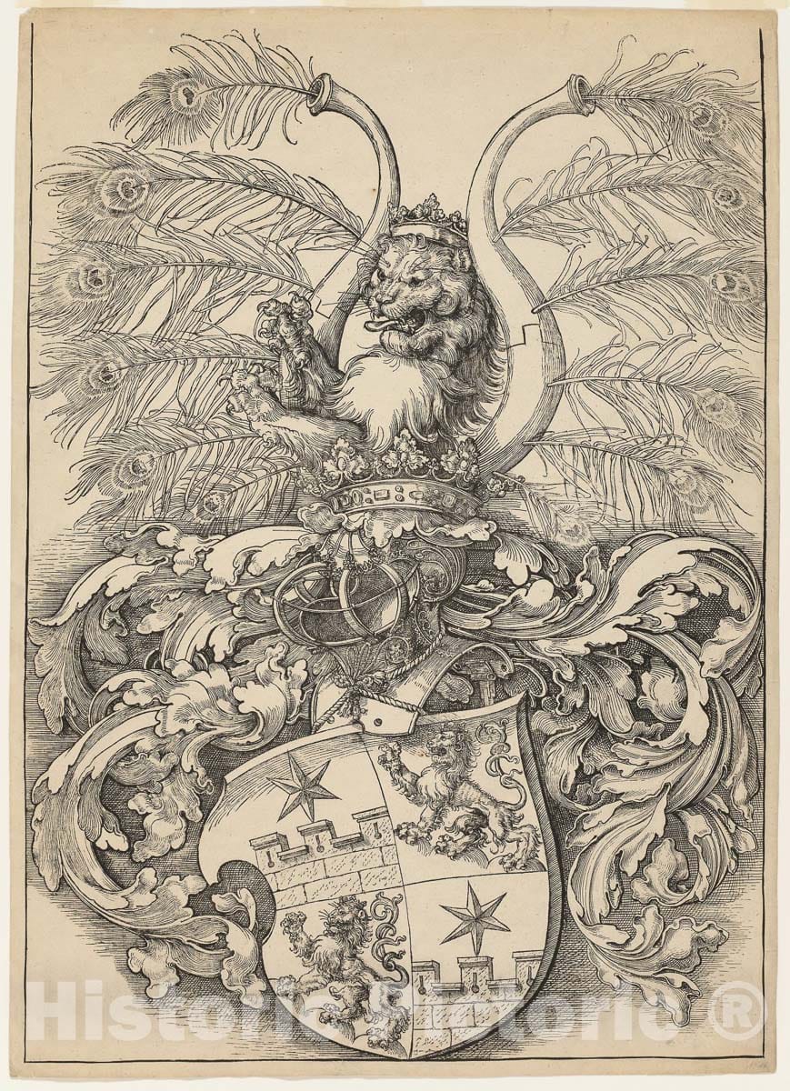 Art Print : Coat of Arms of Wilhelm and Wolfgang Rogendorf, Albrecht DÃ¼rer, c.1826, Vintage Wall Decor :