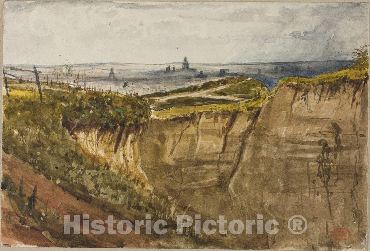 Art Print : View of Paris, from Meuden, Paul Huet, c 1967, Vintage Wall Decor :