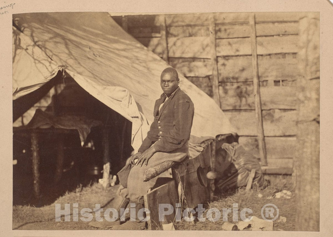 Photo Print : Possibly by Alexander Gardner - Black Soldier in Camp : Vintage Wall Art