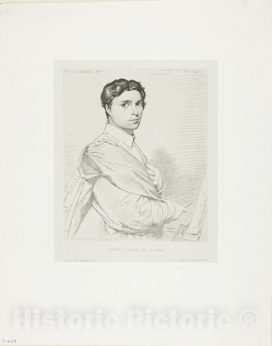 Art Print : Ingres at Age Twenty-four, Leopold Flameng , c 1849, Vintage Wall Decor :