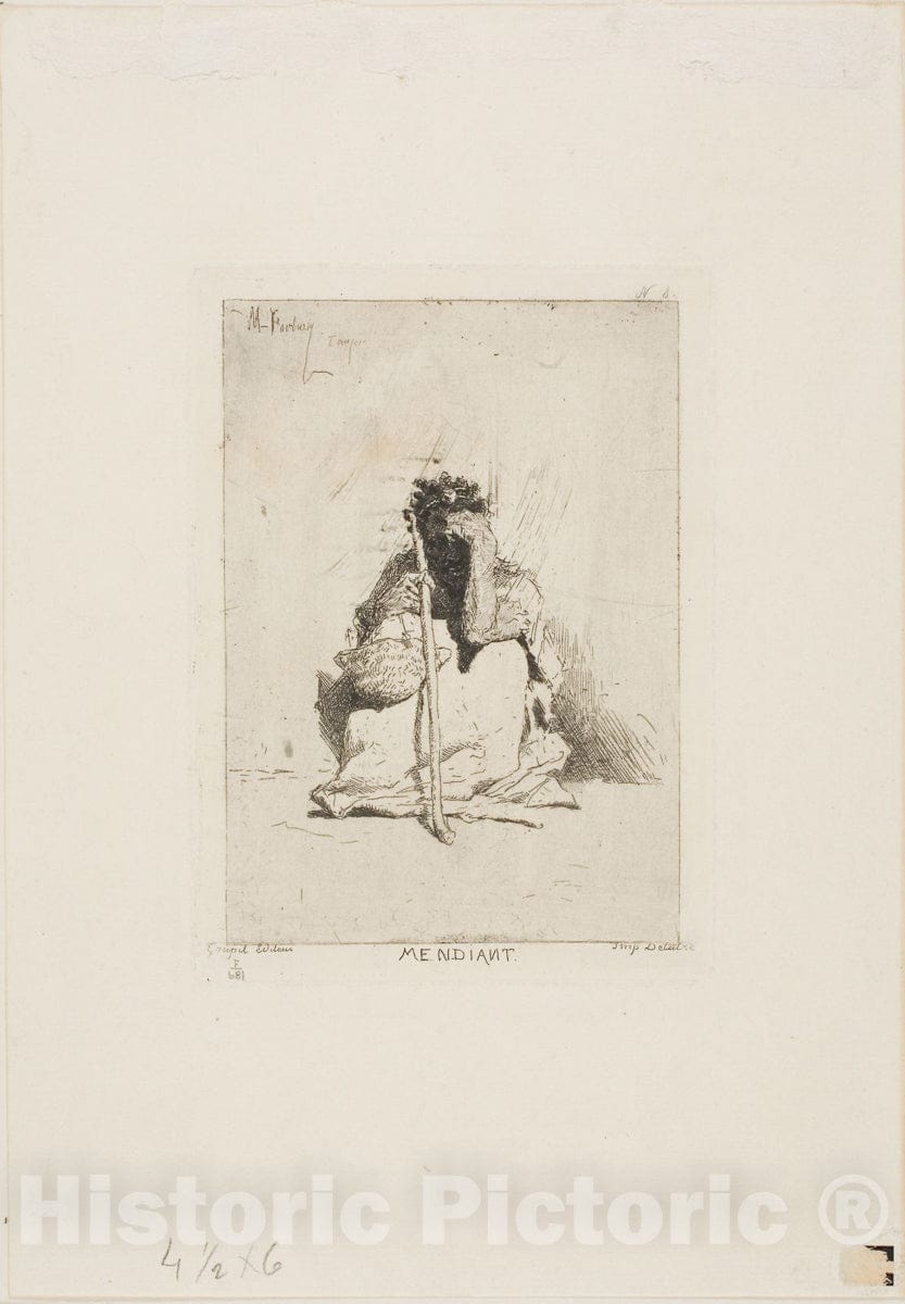 Art Print : A Beggar, Mariano Fortuny y Marsal, c.1866, Vintage Wall Decor :