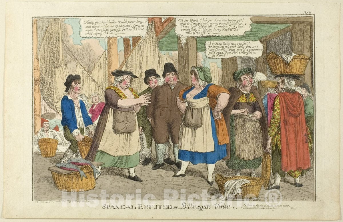 Art Print : Scandal Refuted or Billingsgate Virtue, Charles Williams, c.1894, Vintage Wall Decor :