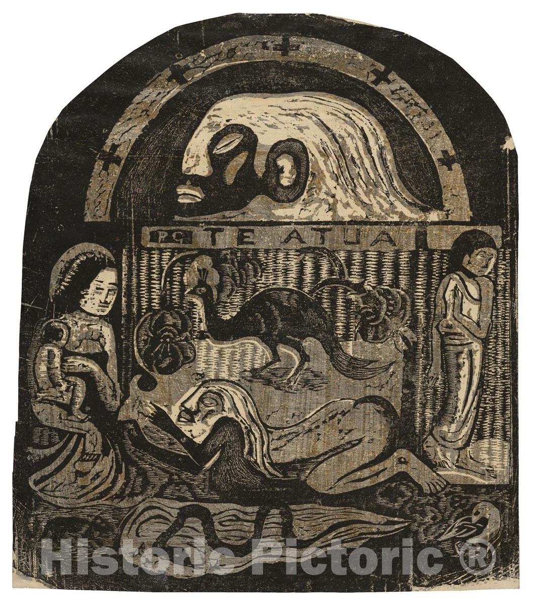 Art Print : Te atua (The God), from the Suite of Late Wood-Block Prints, Paul Gauguin, c 1976, Vintage Wall Decor :