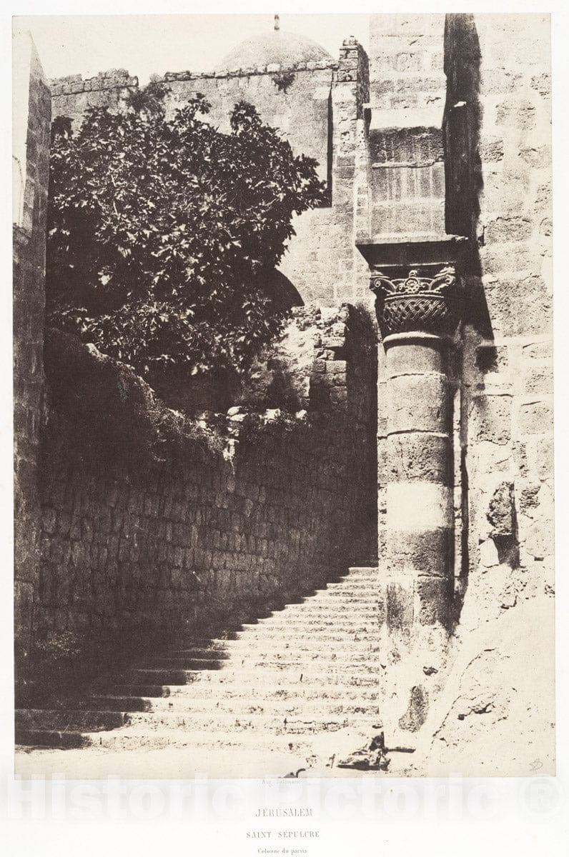 Photo Print : Auguste Salzmann - Jérusalem, Saint-Sépulcre, Colonne du Parvis : Vintage Wall Art