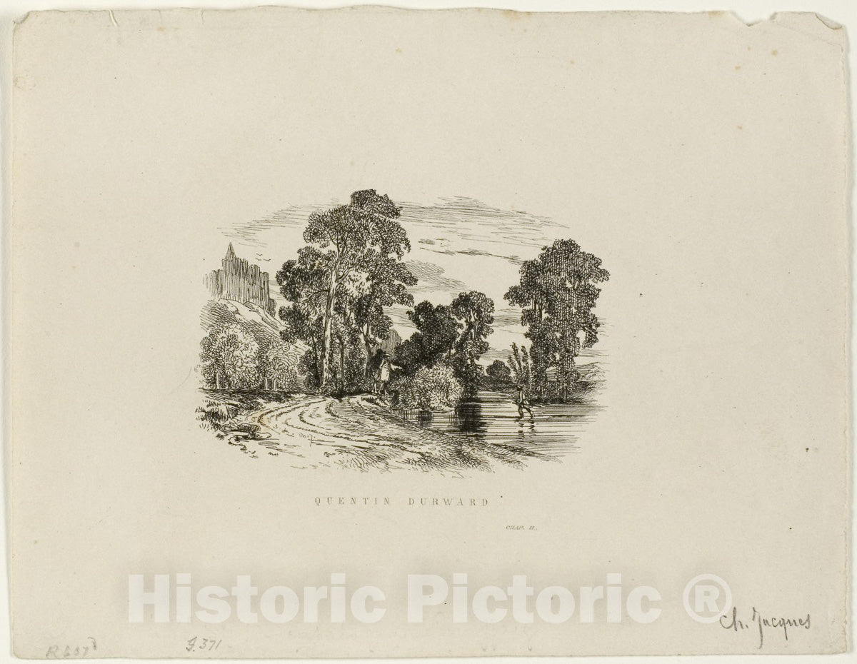 Art Print : A Castle, Charles emile Jacque, c 1923, Vintage Wall Decor :