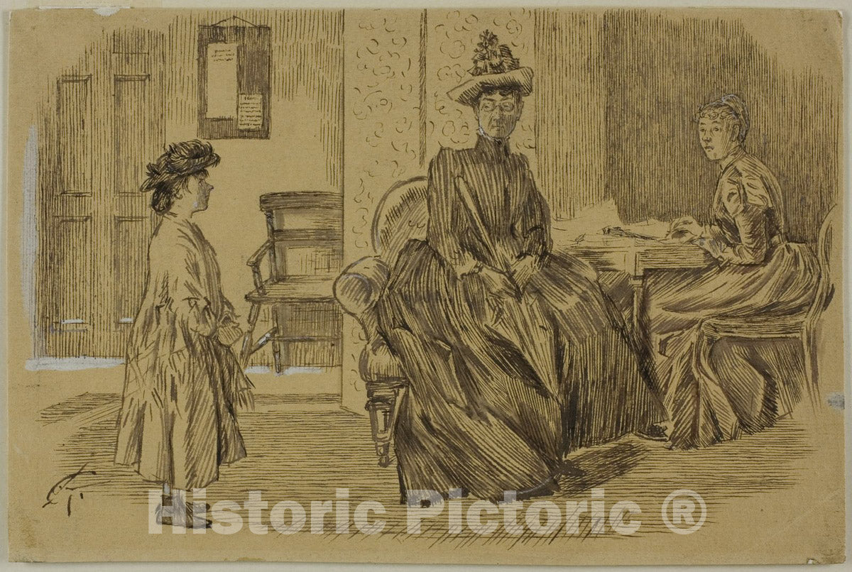 Art Print : At the Employment Office, Charles Samuel Keene, c 1700, Vintage Wall Decor :