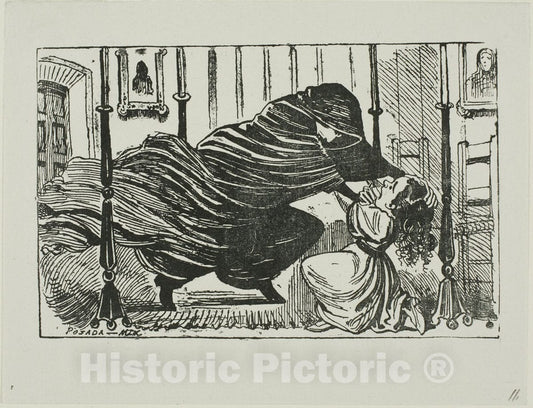 Art Print : Illustration for a Story, Jose Guadalupe Posada, c 1850, Vintage Wall Decor :