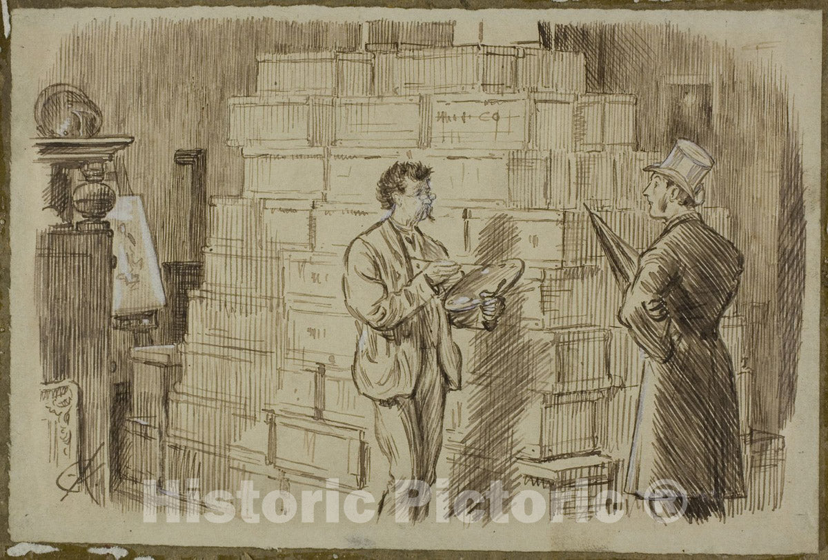 Art Print : In the Studio, Charles Samuel Keene, c.1604, Vintage Wall Decor :