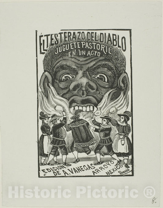 Art Print : The Devil Butts With His Head, Jose Guadalupe Posada, c.1892, Vintage Wall Decor :
