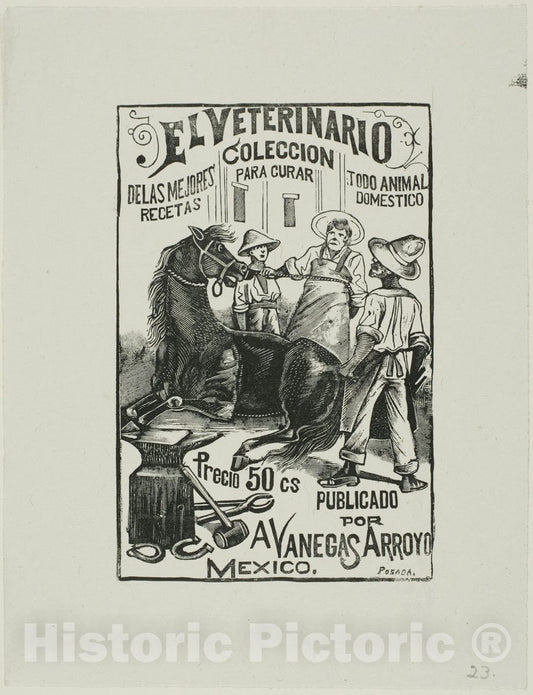 Art Print : The Veterinarian, Jose Guadalupe Posada, c.1893, Vintage Wall Decor :