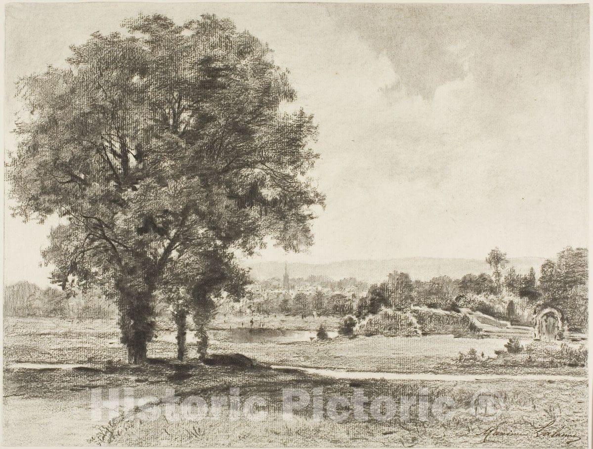 Art Print : Landscape, Maxime Lalanne, c 1970, Vintage Wall Decor :