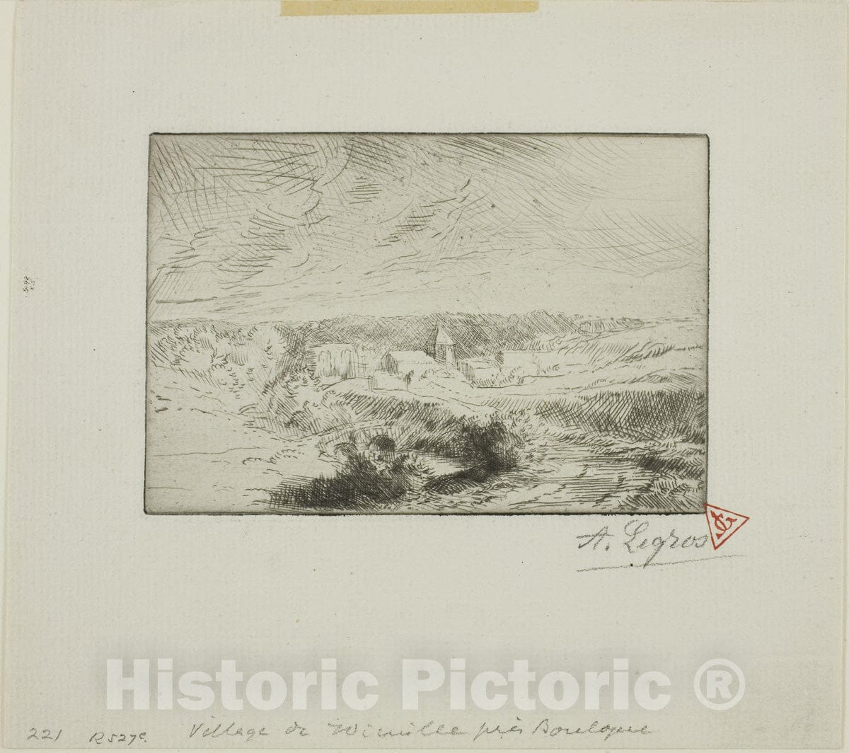 Art Print : Village of Wimille, Near Boulogne, Alphonse Legros, c 1853, Vintage Wall Decor :