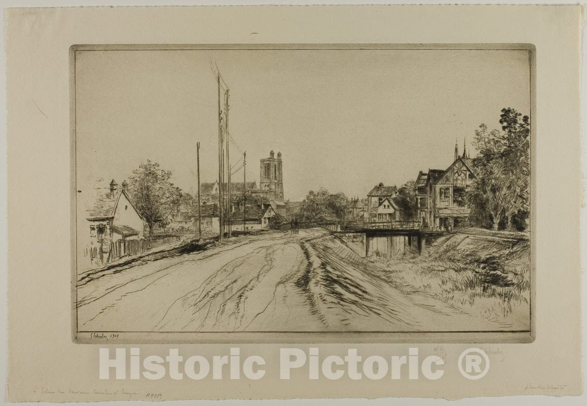 Art Print : Lock of the New Canal, Troyes, Gustave Leheutre, c 1849, Vintage Wall Decor :