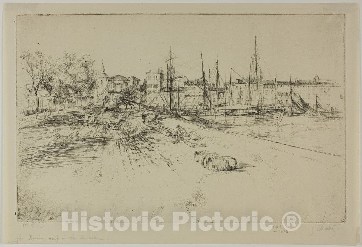Art Print : The New Dock at la Rochelle, Gustave Leheutre, c 1863, Vintage Wall Decor :