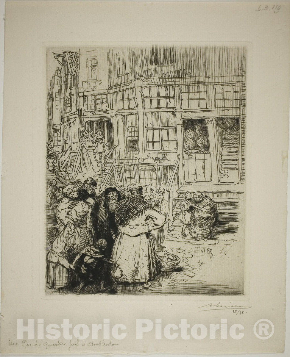 Art Print : A Street in the Jewish Quarter, Amsterdam, Louis Auguste LepÃ¨re, c 1892, Vintage Wall Decor :