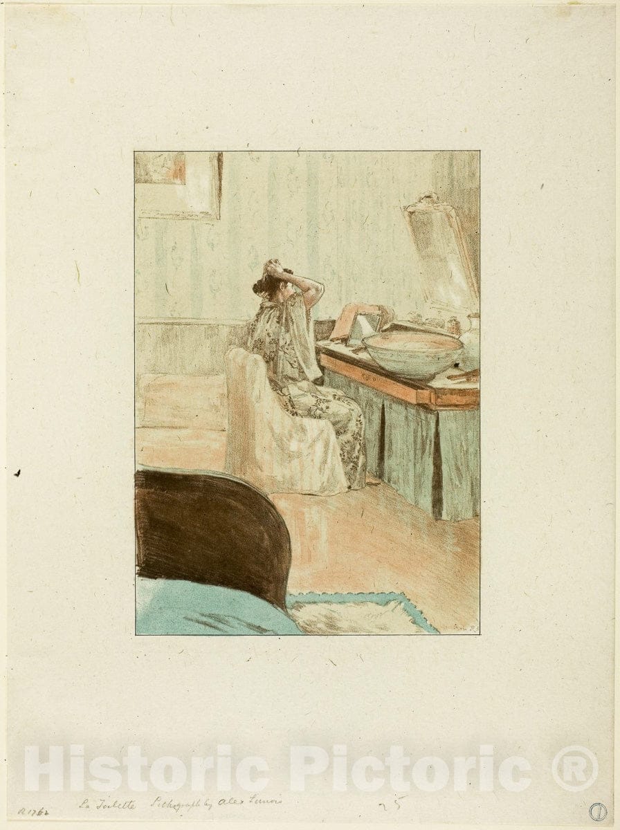 Art Print : La Toilette, Alexandre Lunois, c 1970, Vintage Wall Decor :