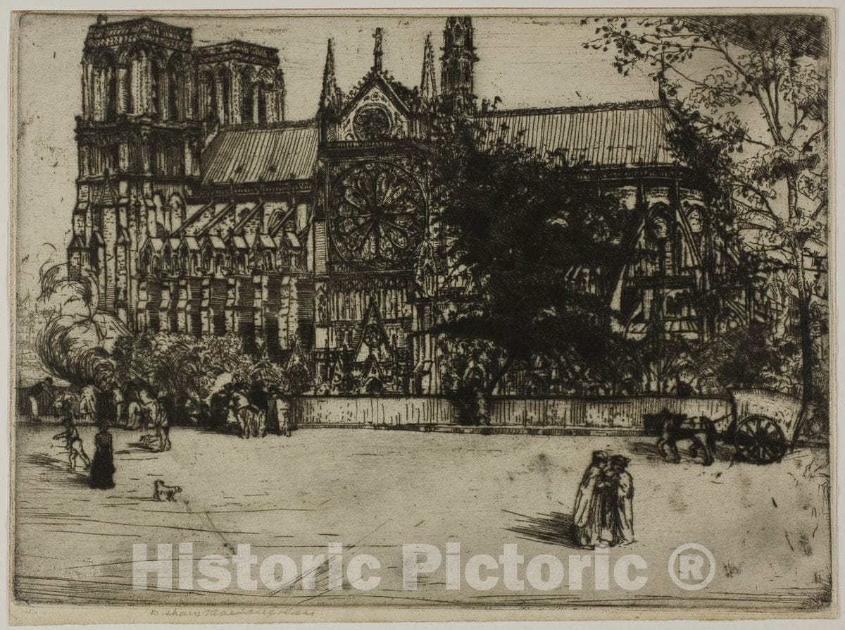 Art Print : Notre Dame, Paris, Donald Shaw MacLaughlan, c 1910, Vintage Wall Decor :
