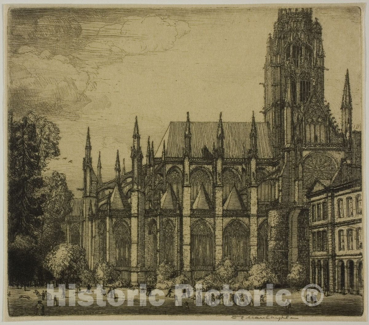 Art Print : St. Ouen, Rouen, Donald Shaw MacLaughlan, c 1967, Vintage Wall Decor :