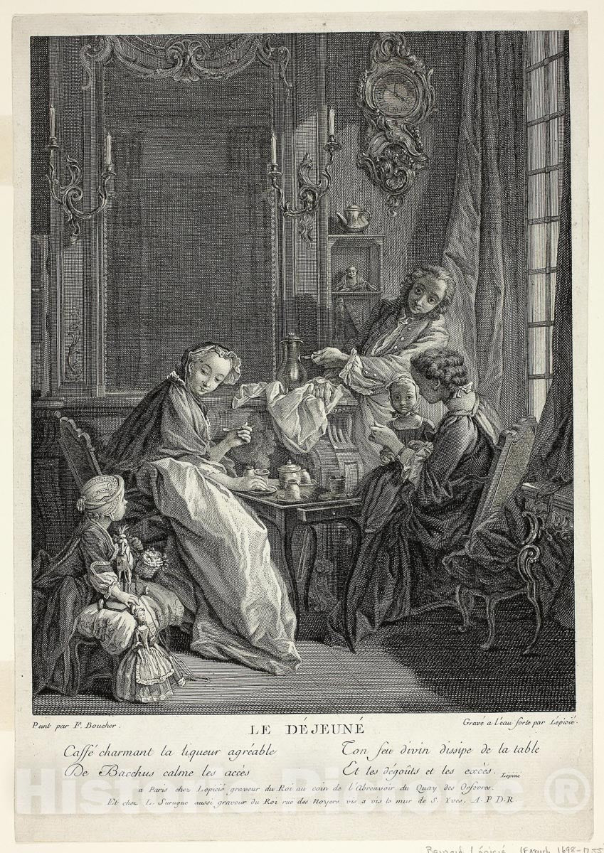 Art Print : Breakfast, FranÃ§ois Bernard Lepicie , c.1629, Vintage Wall Decor :