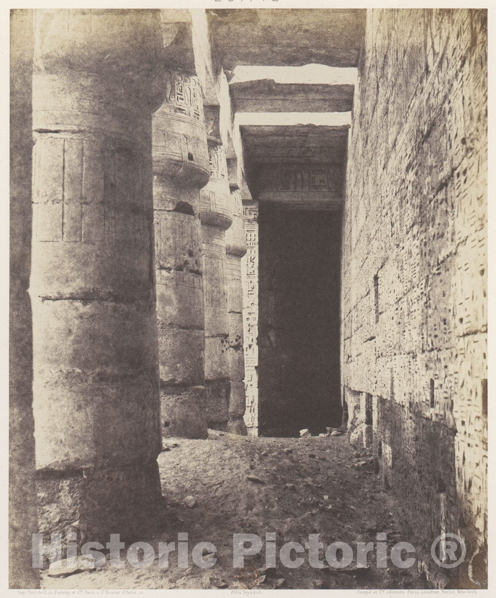 Photo Print : Félix Teynard - Médînet-Abou (Thèbes), Construction Postérieures - Deuxiéme Cour - Galerie Sud-Ouest : Vintage Wall Art