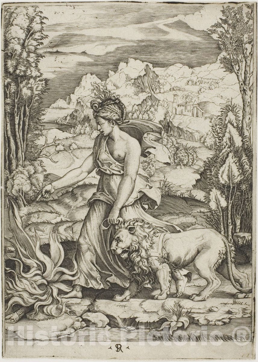 Art Print : Courage, Marco Dente da Ravenna, c.1770, Vintage Wall Decor :