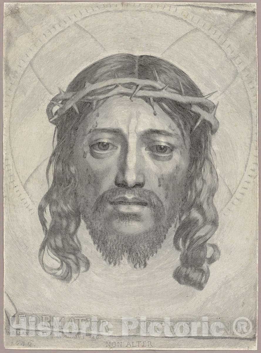 Art Print : The Sudarium of Saint Veronica, Claude Mellan, c 1889, Vintage Wall Decor :