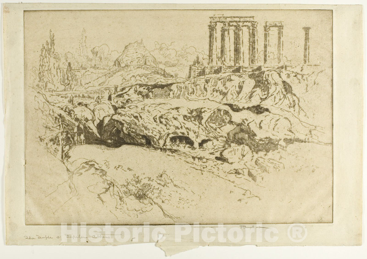 Art Print : Temple of Jupiter, Athens, Joseph Pennell, c 1890, Vintage Wall Decor :