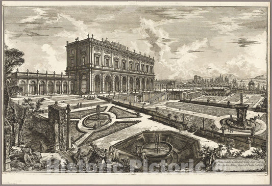Art Print : View of the Villa of His Eminence Cardinal Alessandro Albani, outside Porta Salaria, from Views of Rome, Giovanni Battista Piranesi, c.1906, Vintage Wall Decor :