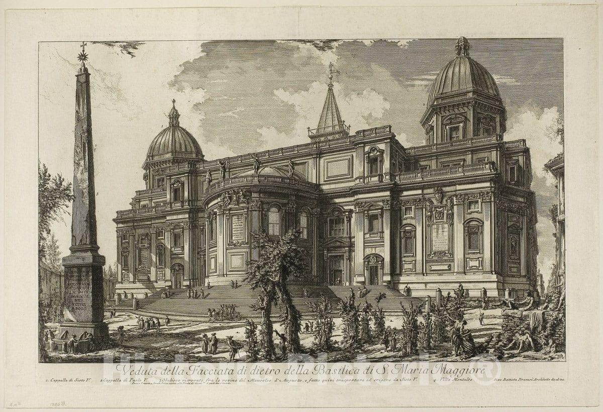 Art Print : View of the Rear Entrance of the Basilica of S. Maria Maggiore, from Views of Rome, Giovanni Battista Piranesi, c 1750, Vintage Wall Decor :