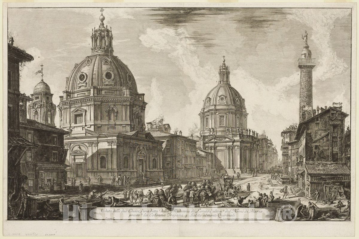 Art Print : View of Two Churches, Maria di Loreto, The Name of Mary, Giovanni Battista Piranesi, c 1750, Vintage Wall Decor :