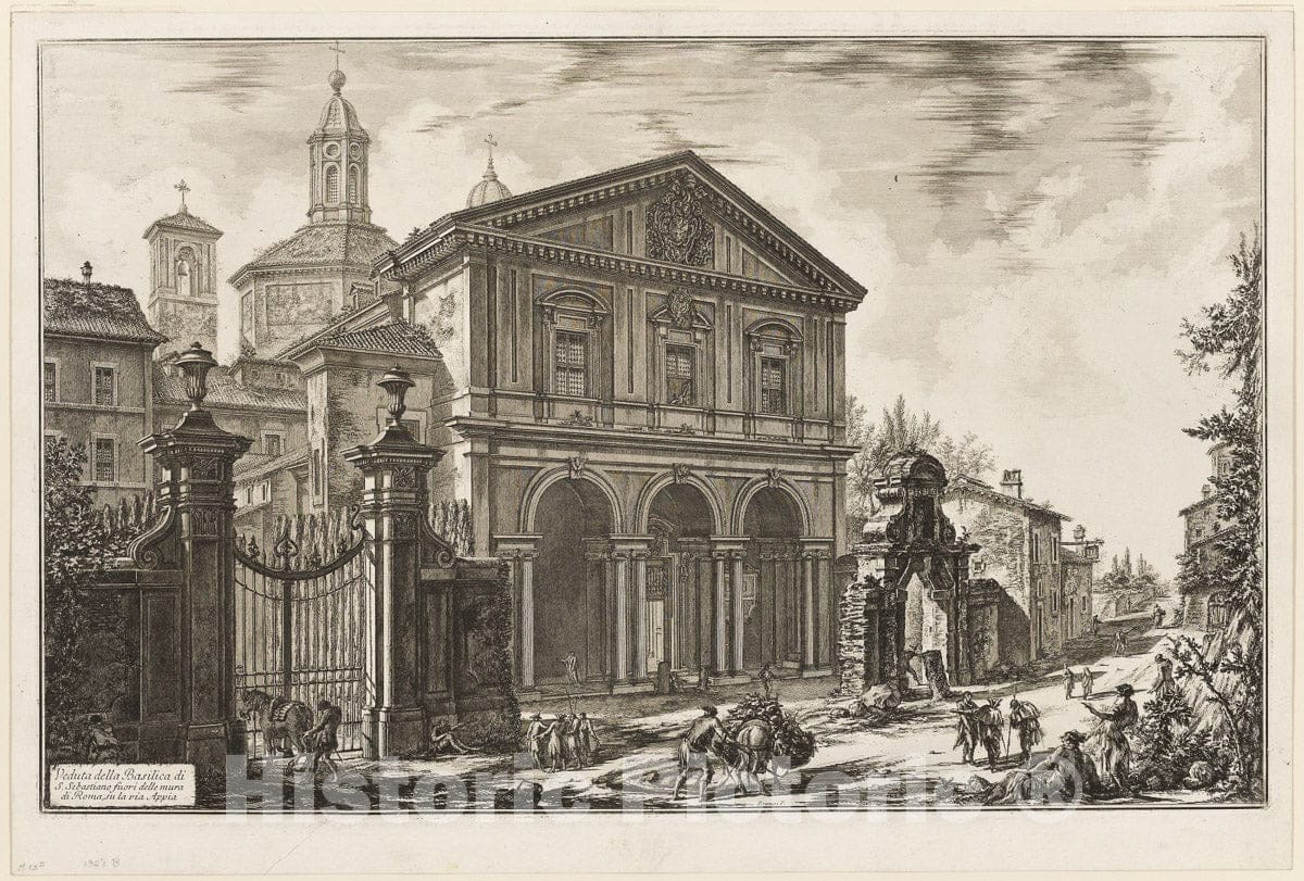 Art Print : Basilica of San Sebastiano fuori delle mura [St. Sebastian outside the Walls], Giovanni Battista Piranesi, c.1979, Vintage Wall Decor :